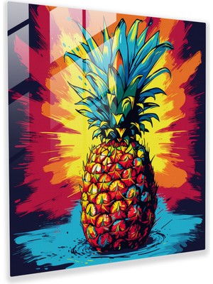 Popcas Renkli Ananas Temalı Temperli Cam Tablo