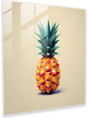 Popcas Geometrik Ananas Temperli Cam Tablo