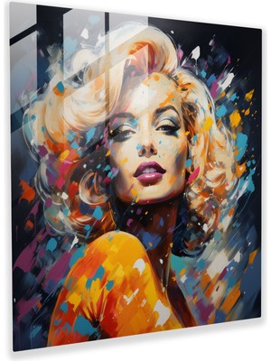 Popcas Ikonik Güzellik Cam Tablo - Marilyn Monroe Figürü