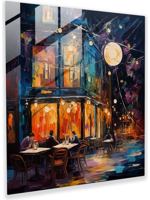 Popcas Nighthawks Temalı Temperli Cam Tablo - Sanatsal Cazibe ve Canlı Ortam