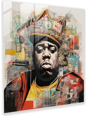 Popcas Müzik Temalı Modern Kolaj Cam Tablo - Notorious Big Tasarımı