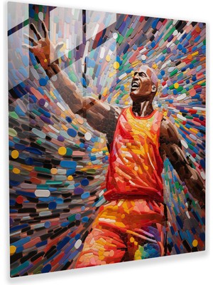 Popcas Michael Jordan Figürü Mozaik Cam Tablo - Spor Temalı Dekoratif Eser