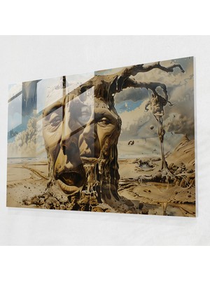 Popcas Sürrealist Tasarım Cam Tablo - Salvador Dali Esintili Sanat Parçası