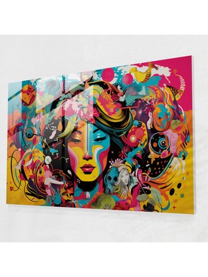 Popcas Dinamik Tasarım ile Modern Sanat Dünya Haritası Dekoratif Cam Tablo