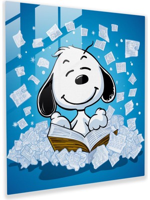 Popcas Pop Art Temalı Snoopy Cam Tablo - Çizgi Roman Konuşma Balonları ile Duvar Süsü