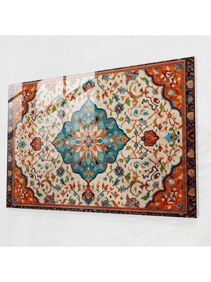 Popcas Modern Sanat Temalı Cam Duvar Tablosu - Türk Halı Deseni