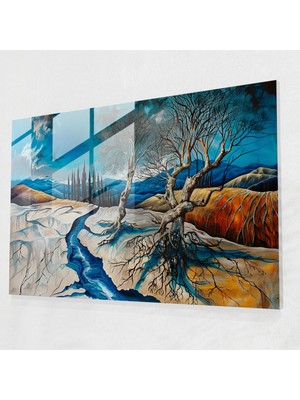 Popcas Modern Sanat Temalı Eriyen Ağaçlar Cam Tablo
