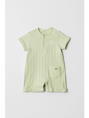 Hafy Baby Hello World Desenli, Kısa Kollu, Yazlık Bebek Tulumu