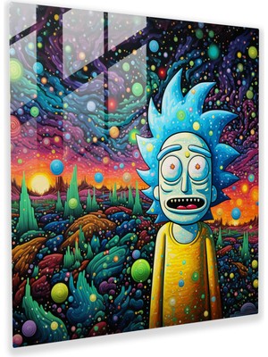 Popcas Rick ve Morty Temalı Noktalı Harikalar Cam Tablo