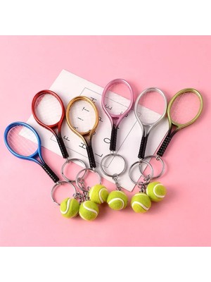 Ozcmax Gerçekçi Tenis Raketi Tasarımlı Şık Anahtarlık Kolye Çantta Süsü Tennis Keychain