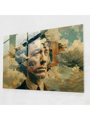 Popcas Sürrealizm Temalı Portre Dekoratif Cam Tablo