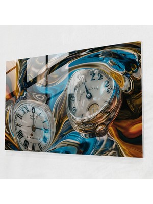 Popcas Eriyen Saatler Temalı Modern Sanat Dekoratif Cam Tablo