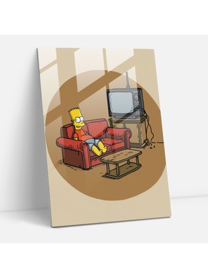 Popcas Simpson Temalı Dekoratif Cam Tablo