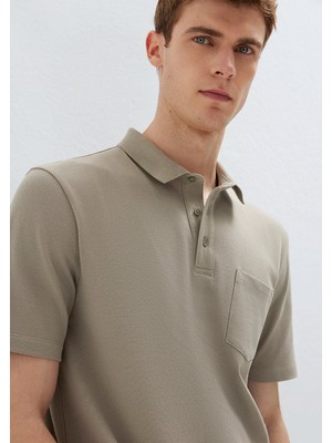 Mavi Cepli Bej Polo Tişört 0613465-70352