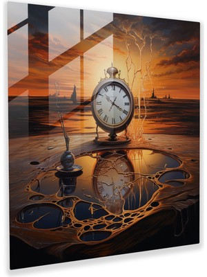 Popcas Eriyen Saat Temalı Cam Tablo - Still Life Tarzında Duvar Dekoru