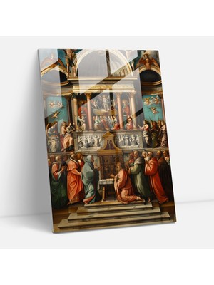 Popcas Modern Sanat Temalı Raffaello Sanzio Dini Temperli Cam Tablo