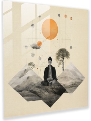 Popcas Meditasyon Temalı Modern Sanat Cam Tablo
