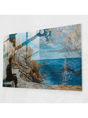 Popcas Gala Manzarası ve Akdeniz Teması ile Salvador Dali Ilgili Cam Tablo