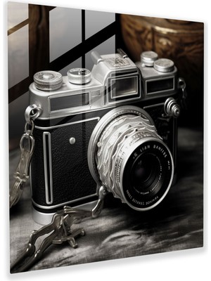 Popcas Retro Film Temalı Siyah Beyaz Dekoratif Cam Tablo