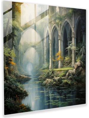 Popcas Elf Figürü ile Rivendell Temalı Dekoratif Cam Tablo