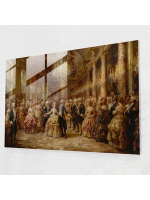 Popcas Modern Sanat Temalı Rokoko Tarzı Dekoratif Cam Tablo