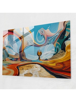 Popcas Soyut Salvador Dali Temalı Cam Duvar Tablosu