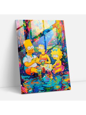 Popcas Simpsons Temalı Soyut Cam Tablo