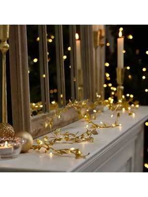 Ozcmax 3 Metre Yaldızlı Gold LED Işık – Dekoratif Ortam Vee Yılbaşı Aydınlatması