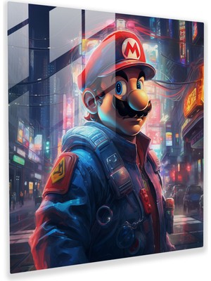 Popcas Ge未来 Temalı Temperli Cam Tablo - Mario'nun Gelecekteki Macerası