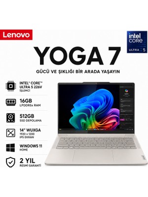 Lenovo 14 Inç OLED Dokunmatik 2'si 1 Arada Laptop, Core Ultra 5 226V, 16GB Ram, 512GB Ssd, Windows 11, Kalem Uyumlu Esnek Dizüstü Bilgisayar, Hafif Tasarımlı Taşınabilir Bilgisayar