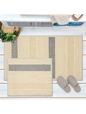 Matmel Soft Frodo Natürel 2'li Banyo Paspası - Antrasit - 60X100 cm + 50X60 cm