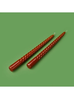 Matmel 2'li Burgulu Parlak Şamdan Mumu - Karamel - 25 cm