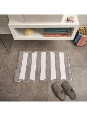 Matmel Soft Tufting Line Banyo Paspası - Ekru / Gri - 60X90 cm