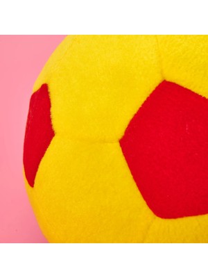 Matmel Soft Futbol Topu Figürlü Yastık - Sarı / Kırmızı - 30X30 cm