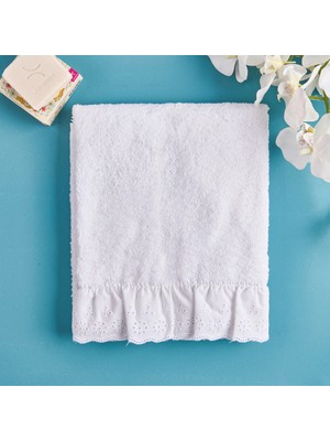 Matmel Soft Fırfırlı Yüz Havlusu - Beyaz - 50X90 cm