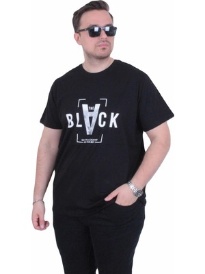 Moc Grande Mocgrande Erkek Büyük Beden Sıfır Yaka Tişört Black 26135 Sıyah