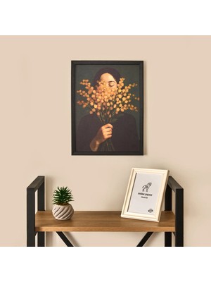 Matmel Deco Woman Of Flower Duvar Panosu - Siyah / Turuncu - 30X40 cm