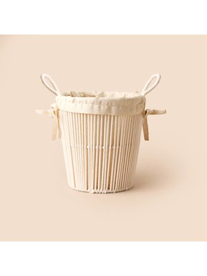 Simple Living Boho Style Çok Amaçlı Astarlı Hasır Sepet - Ekru - 9 Lt
