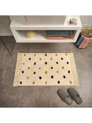 Matmel Soft Tufting Vira Banyo Paspası - Ekru / Renkli - 60X90 cm