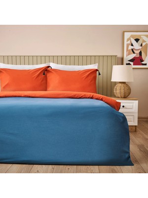 Matmel Soft Colorful Çift Kişilik Nevresim Takımı - Kiremit / Lacivert