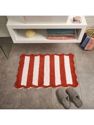 Matmel Soft Tufting Line Banyo Paspası - Ekru / Kiremit - 60X90 cm