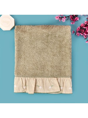 Matmel Soft Green Culture Twin Papatya Desenli Yüz Havlusu - Yeşil - 50X90 cm