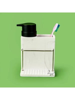 Matmel Marmo Sıvı Sabunluk Seti - Gri / Siyah