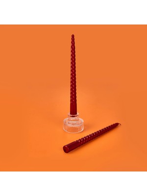 Matmel 2'li Burgu Şamdan Mumu - Metalik Bordo - 25 cm