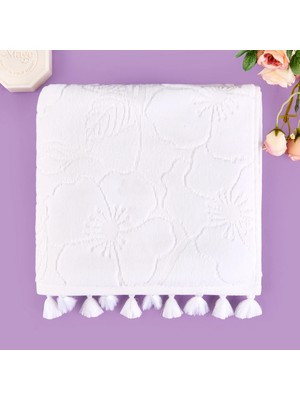 Matmel Soft French Cottage Püsküllü Yüz Havlusu - Ekru - 50X90 cm