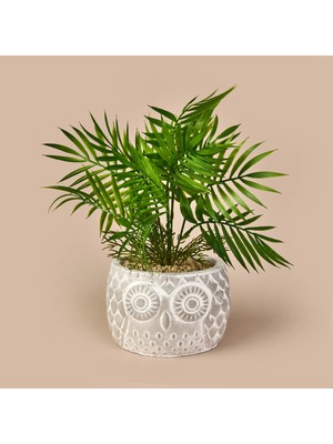 Matmel Areka Saksılı Yapay Çiçek - Gri / Yeşil - 35 cm