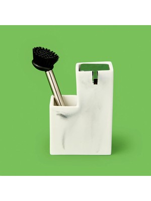 Matmel Marmo Fırçalı Sıvı Sabunluk Seti - Gri / Siyah