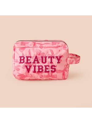 Simple Living Beauty Vibes Kozmetik Çantası - Pembe - 21X12X8 cm Günlük Kullanım İçin Pratik