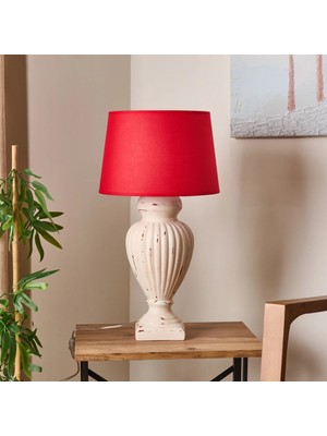 Matmel Lighting Apollon Eskitme Büyük Abajur - Kırmızı / Krem - 60 cm
