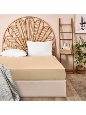 Matmel Soft Penye Çift Kişilik Lastikli Çarşaf - Bej - 160X200 cm
